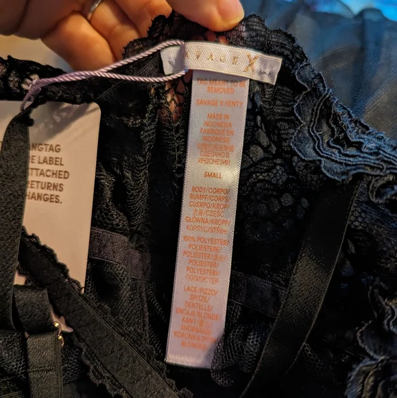 Savage X Fenty Corded Lace and Tulle Maxi Slip in Black, Size Small - Picture 10 of 11